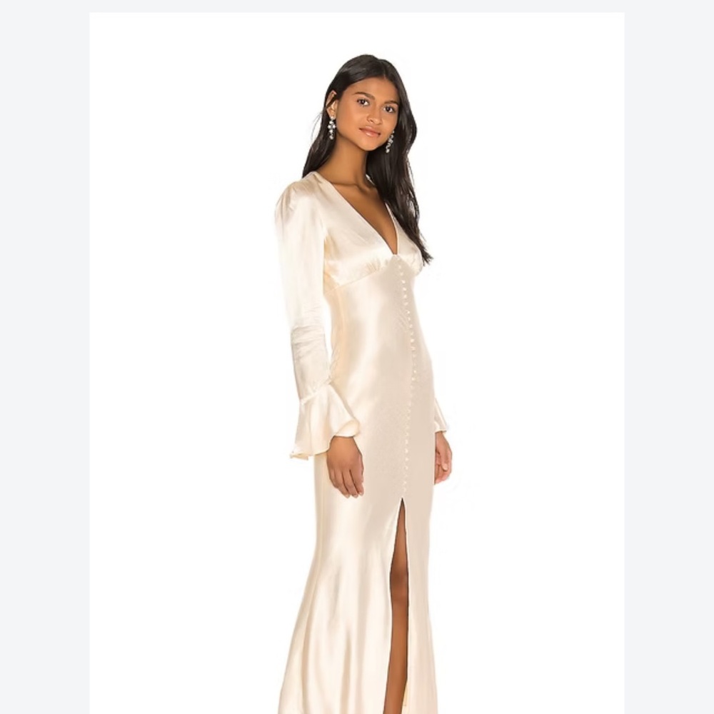 Shona Joy Elegant Cream Long Sleeve Dress